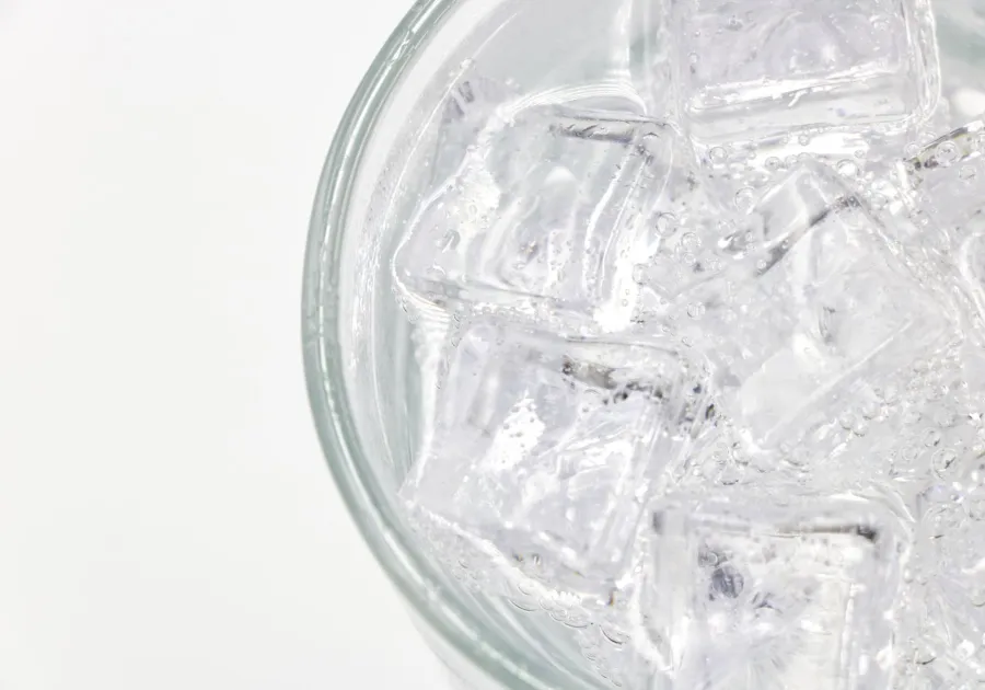 Ice machine filled with fresh clear ice cubes